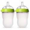 Comotomo Natural Feel Baby Bottle, Green, Double Pack, 250 ml