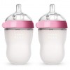 Comotomo Natural Feel Baby Bottle, Pink, Double Pack, 250 ml