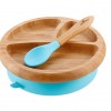 Avanchy Bamboo Suction Baby Plate + Spoon (Blue)
