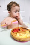 Avanchy Bamboo Suction Baby Plate + Spoon (Blue)