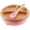 Avanchy Bamboo Suction Baby Plate + Spoon (Pink)