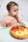 Avanchy Bamboo Suction Baby Plate + Spoon (Pink)