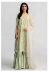 Unstitched Embroidered & Printed Lawn with chiffon /lawn Dupatta (Green ) - New Coco by Zara Shajhan
