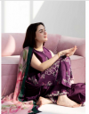 New coco by Zara Shajhan Unstitched Embroidered  Printed Lawn with chiffon /lawn Dupatta - Purple