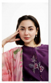 New coco by Zara Shajhan Unstitched Embroidered  Printed Lawn with chiffon /lawn Dupatta - Purple