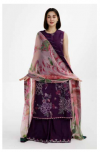 New coco by Zara Shajhan Unstitched Embroidered  Printed Lawn with chiffon /lawn Dupatta - Purple