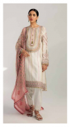 New coco by Zara Shajhan Unstitched Embroidered & Printed Lawn with chiffon /lawn Dupatta - White