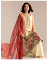 Unstitched Embroidered Printed Lawn with chiffon /lawn Dupatta (Gold) - New coco by Zara Shajhan