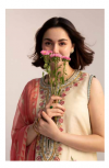 Unstitched Embroidered Printed Lawn with chiffon /lawn Dupatta (Gold) - New coco by Zara Shajhan