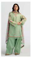New coco by Zara Shajhan Green Unstitched Embroidered Printed Lawn with chiffon /lawn Dupatta