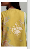 New coco by Zara Shajhan Yellow Unstitched Embroidered Printed Lawn with chiffon / lawn Dupatta