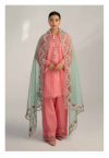 New coco by Zara Shajhan Pink Unstitched Embroidered Printed Lawn with chiffon /lawn Dupatta
