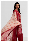 Red Unstitched Embroidered Printed Lawn with chiffon /lawn Dupatta - New coco by Zara Shajhan