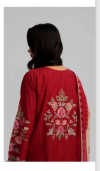 Red Unstitched Embroidered Printed Lawn with chiffon /lawn Dupatta - New coco by Zara Shajhan