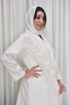 Designer white & beige Abaya with inside dress & scarf