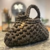 Handmade crochet bag  with a minimalist  golden accessory