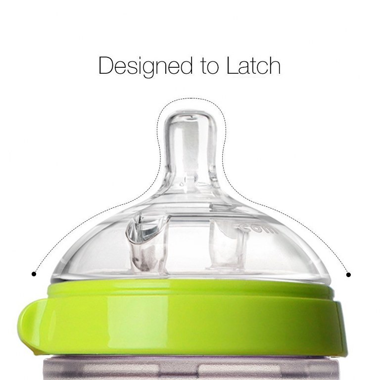 Comotomo Natural Feel Baby Bottle, Green, Double Pack, 250 ml