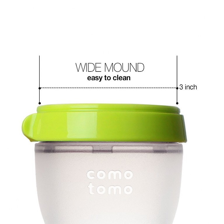 Comotomo Natural Feel Baby Bottle, Green, Double Pack, 250 ml