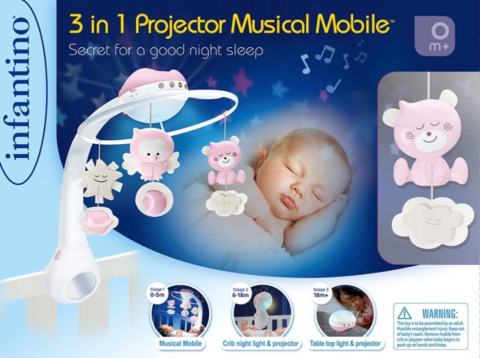 Infantino, 3 In 1 Projector Musical Mobile (Pink)