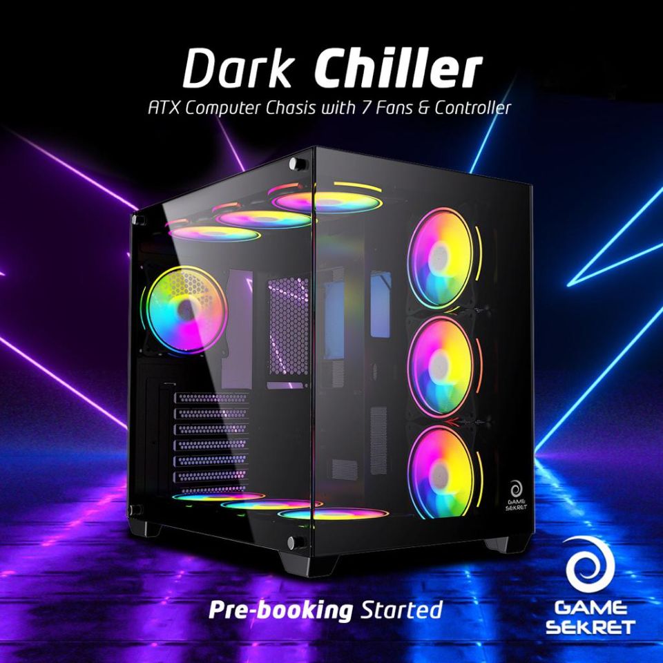 ATX Computer chasis with 7 Fans & Controller- Dark Chiller