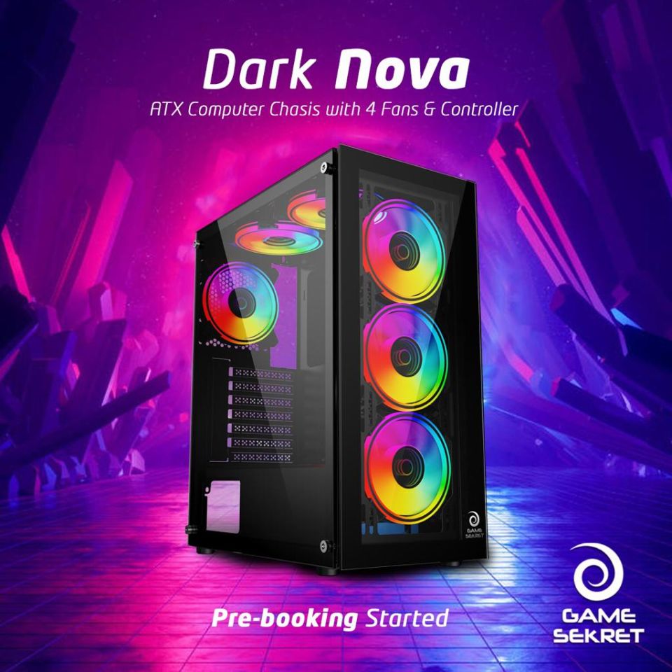 ATX Computer chasis with 4 Fans & Controller- Dark nova