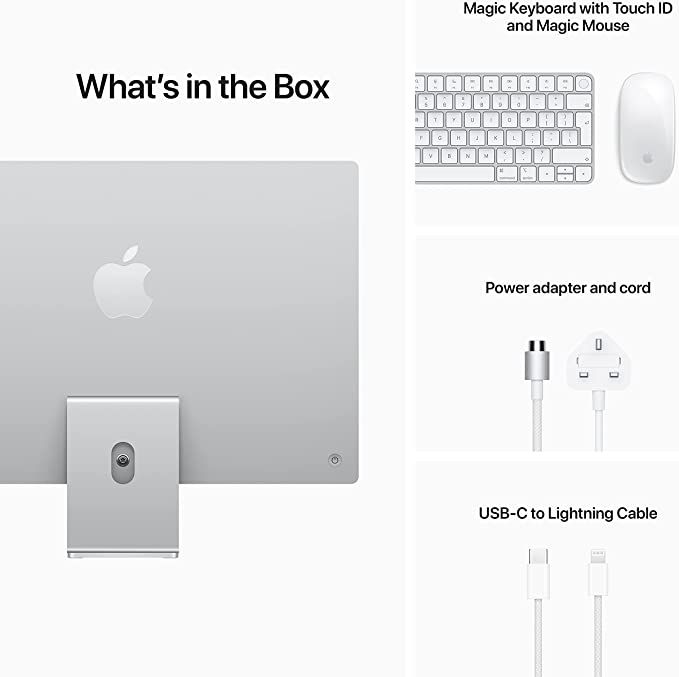Apple iMac 24 inch (2021) M1 chip - UK English Silver Color MGPD3B/A