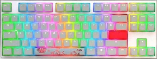 Ducky One 2 TKL RGB, Cherry Speed Silver Switch,Type-C USB, RGB Backlit , PBT Double-shot, Seamless Font - White