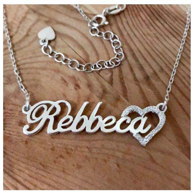 Personalized Name Necklace With Diamond Textured Heart