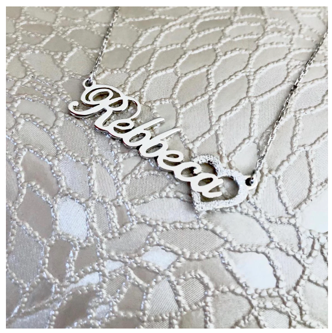 Personalized Name Necklace With Diamond Textured Heart