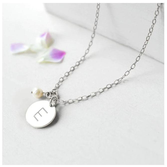 Personalized Round Disc Necklace with Charm