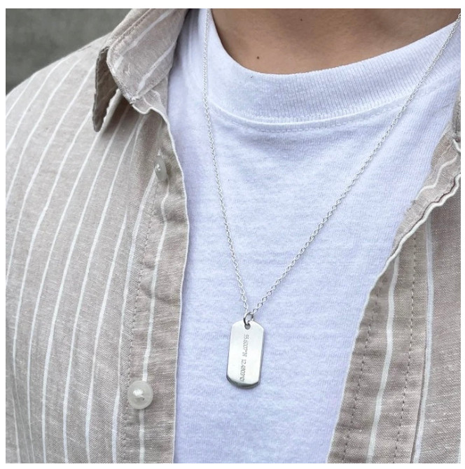 Personalized Men Tag Necklace with Engraving