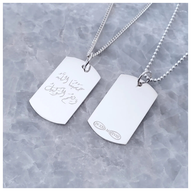 Personalized Men Tag Necklace with Engraving