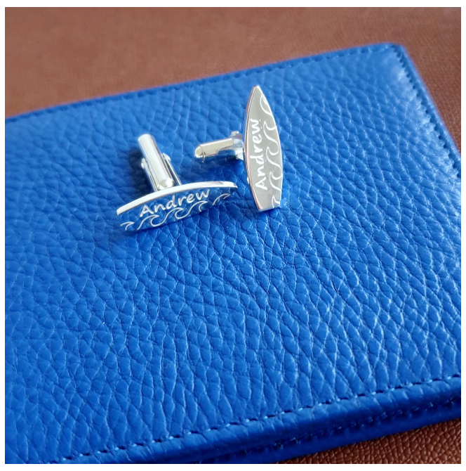 Customized Surfboard Cufflinks with Name