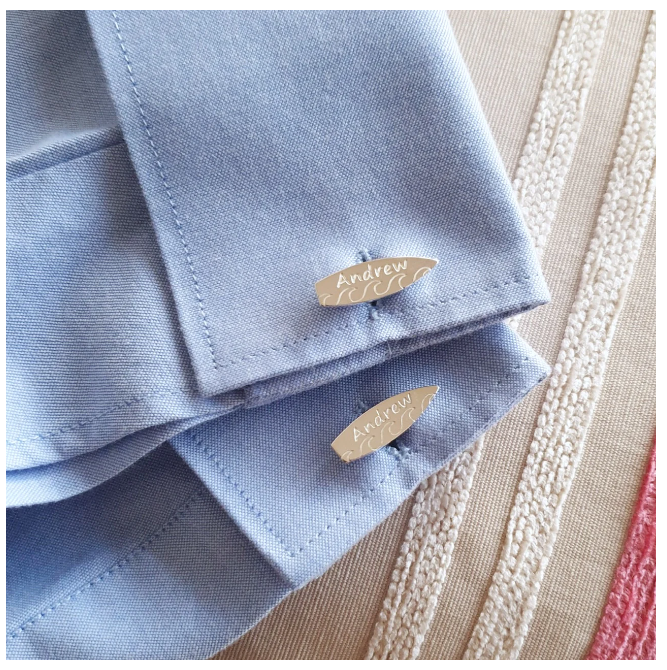 Customized Surfboard Cufflinks with Name