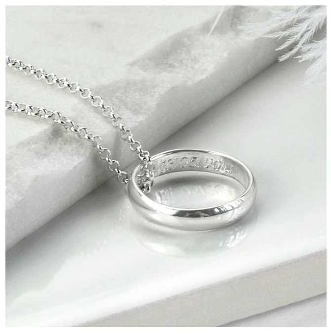 Customized Men's Necklace with Engraved Ring