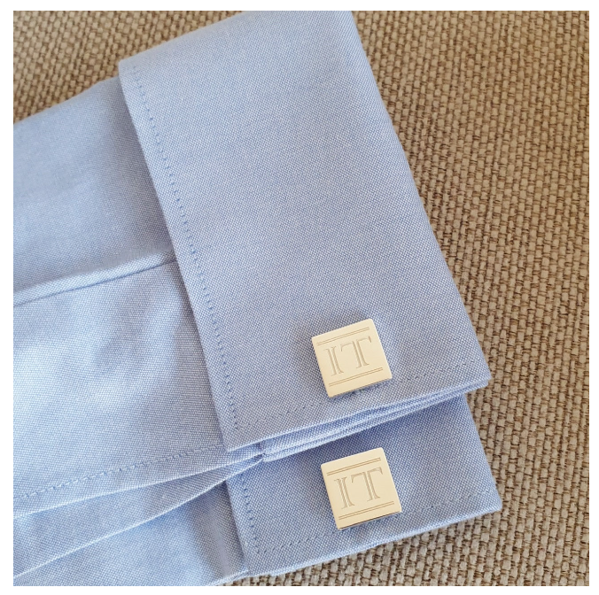 Customized Square Cufflinks with Initials Monogram