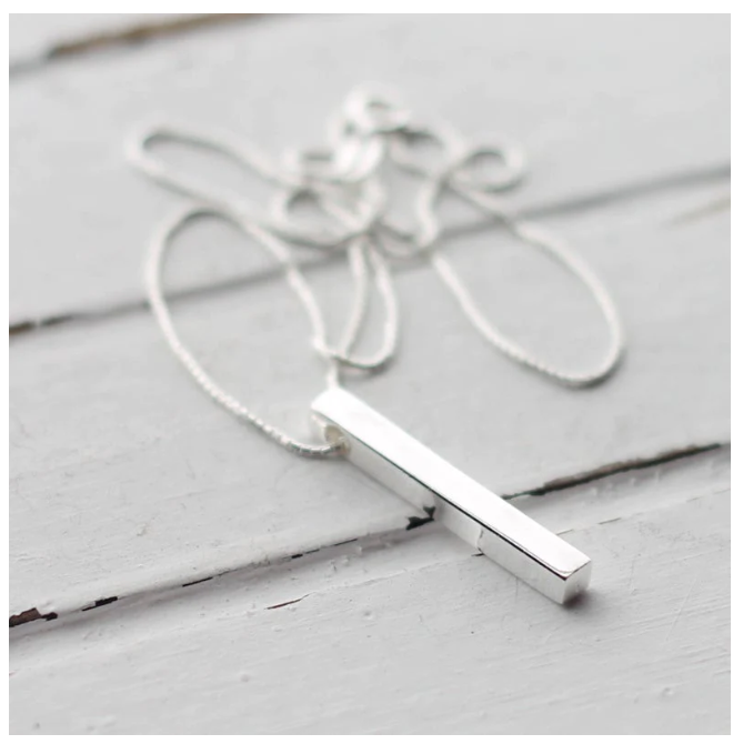 Men's Square Bar Necklace with Engraving
