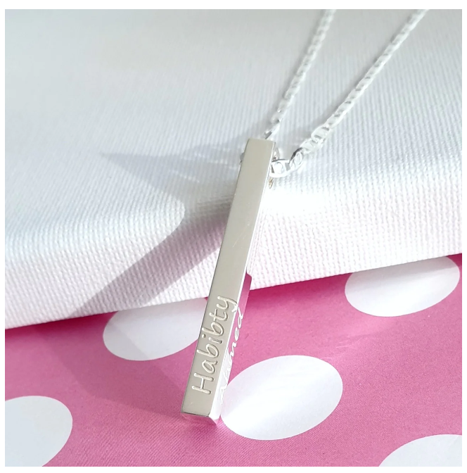 Men's Square Bar Necklace with Engraving