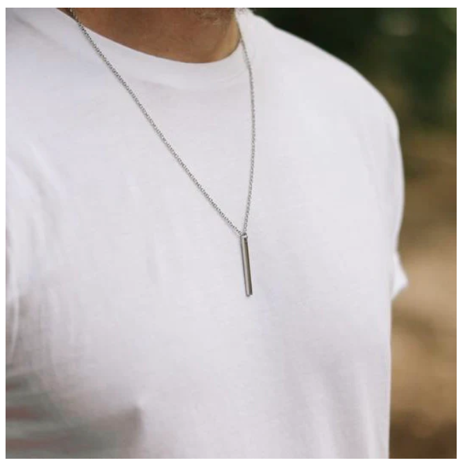Men's Square Bar Necklace with Engraving