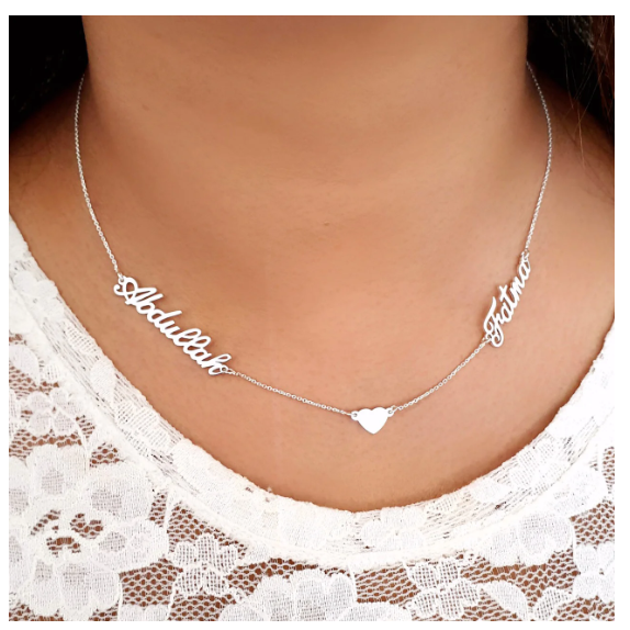 Personalized Necklace with Heart & 2 Names