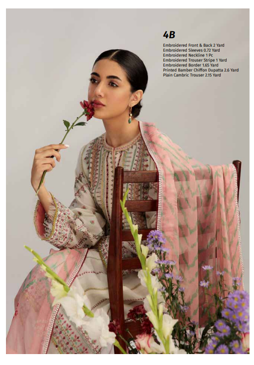 New coco by Zara Shajhan Unstitched Embroidered & Printed Lawn with chiffon /lawn Dupatta - White