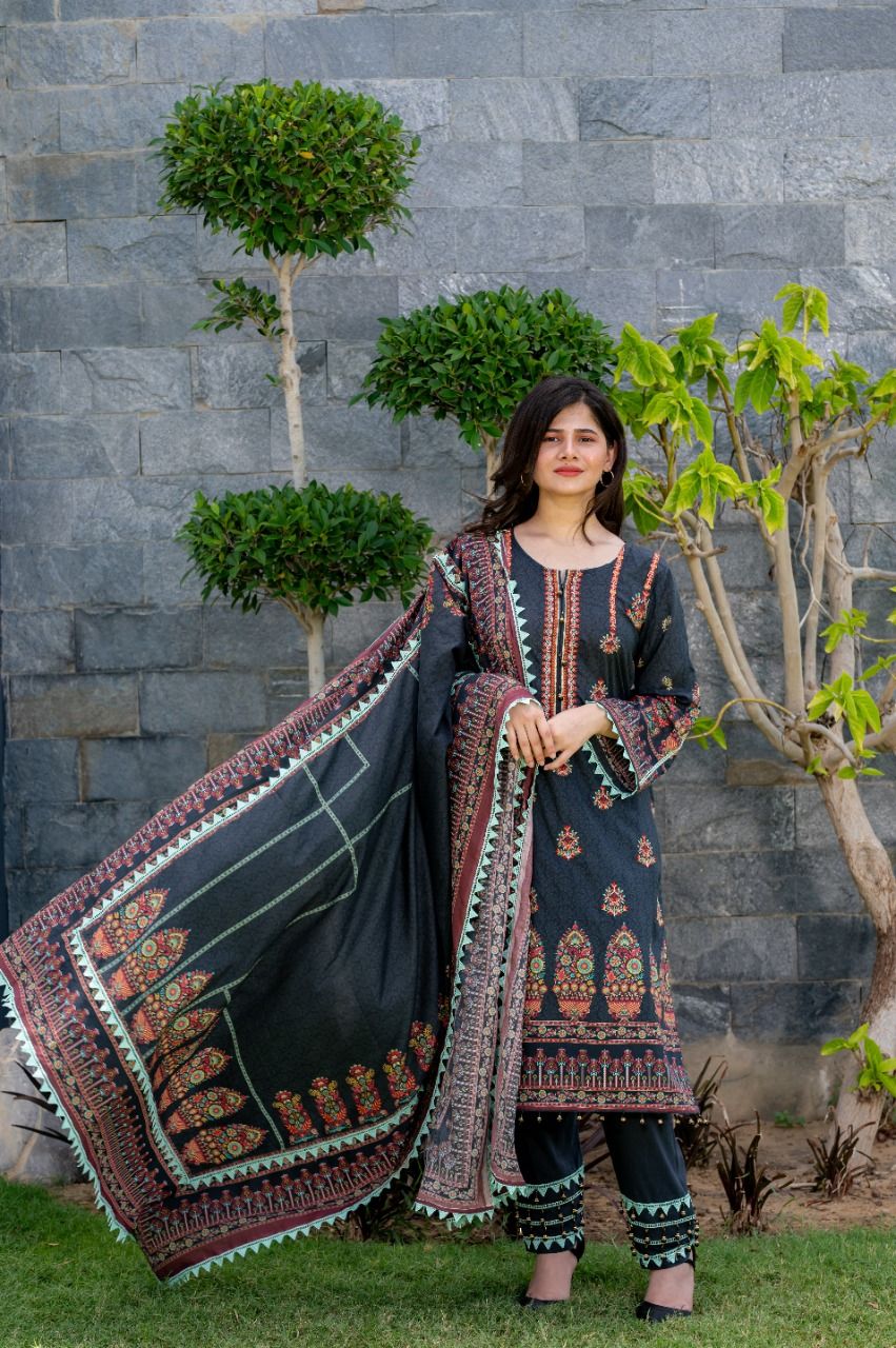 Lawn Embroidered 3Pcs Stitched Suit