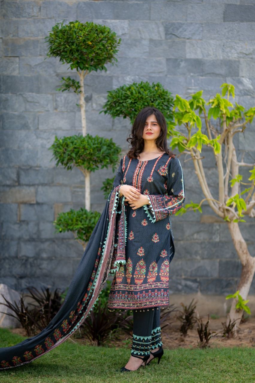 Lawn Embroidered 3Pcs Stitched Suit