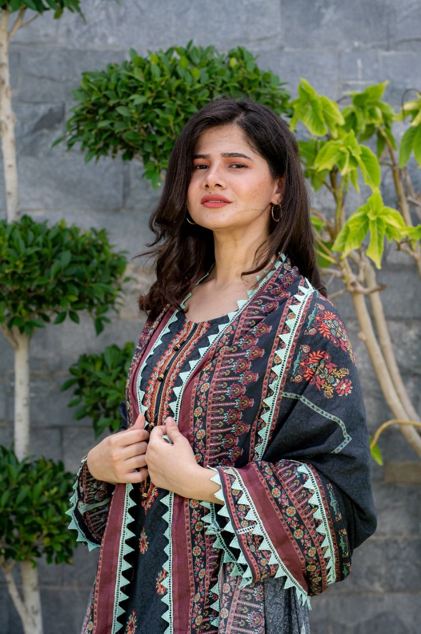 Lawn Embroidered 3Pcs Stitched Suit