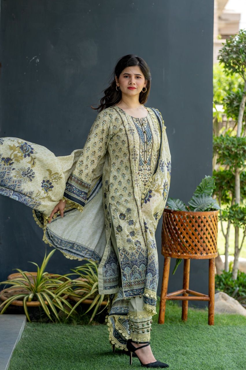 Lawn Embroidered 3Pcs Stitched Suit-2