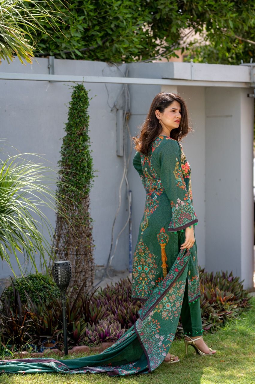 Lawn Embroidered 3Pcs Stitched Suit- 3