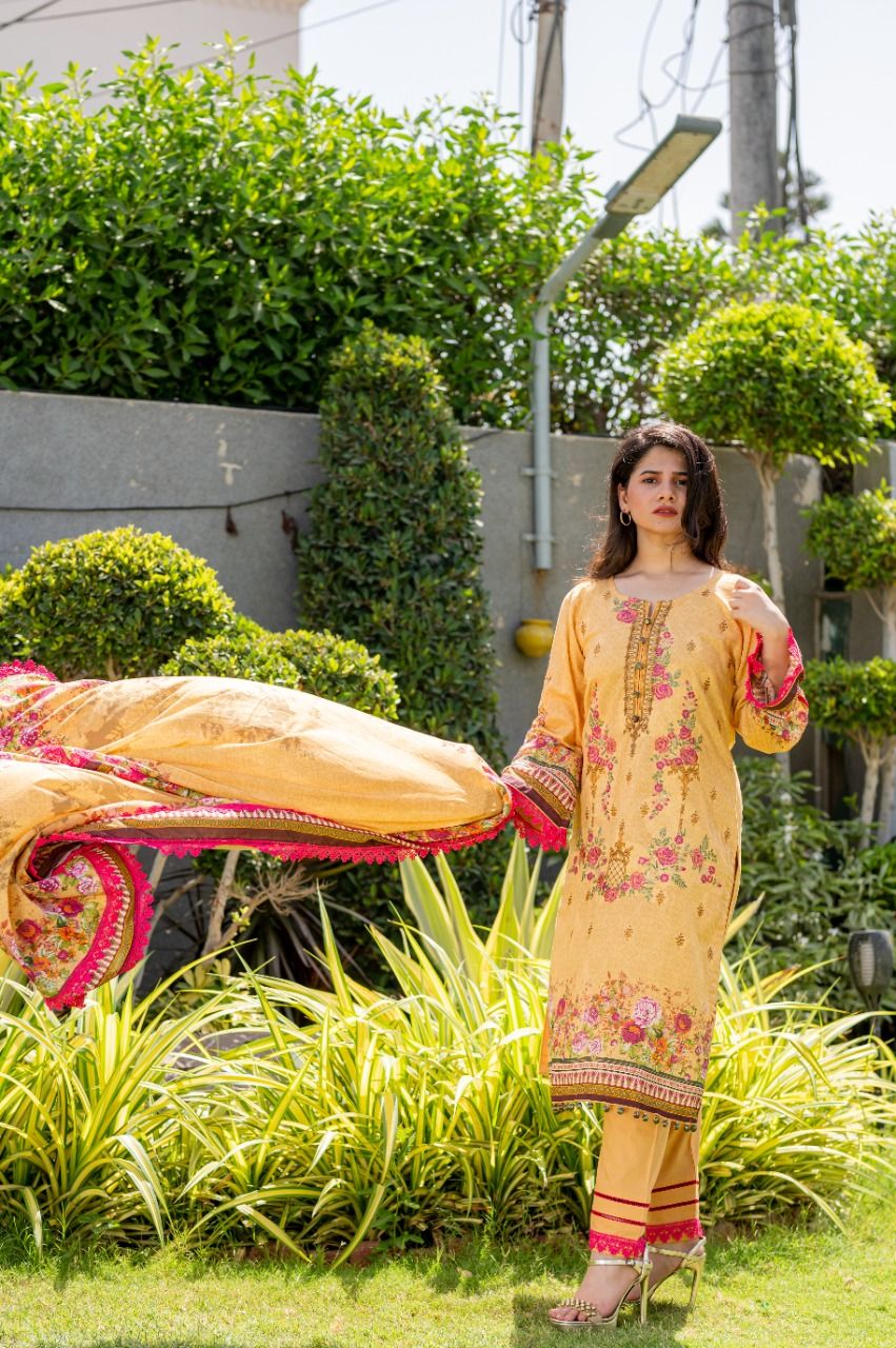 Lawn Embroidered 3Pcs Stitched Suit - 4