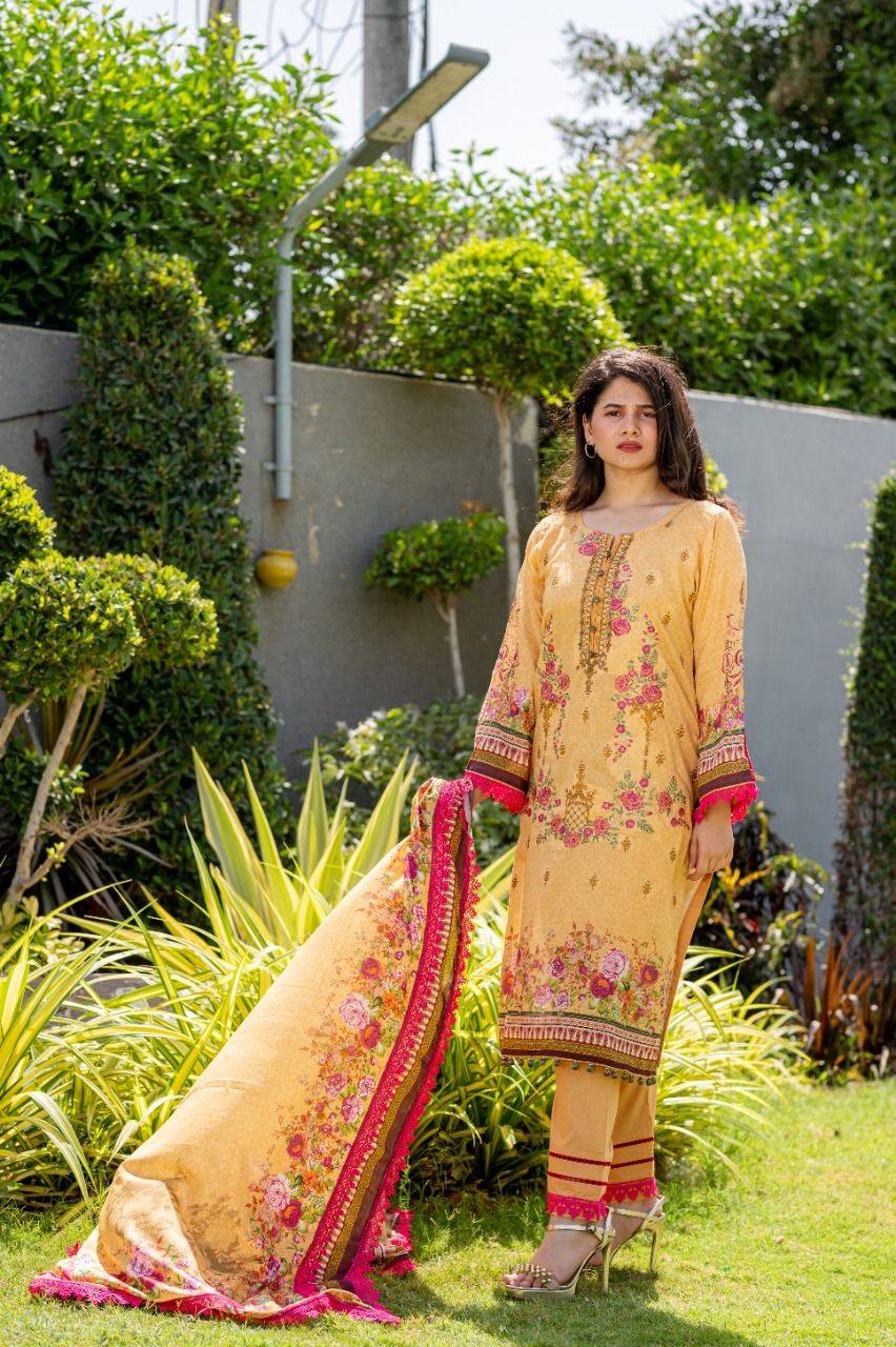 Lawn Embroidered 3Pcs Stitched Suit - 4