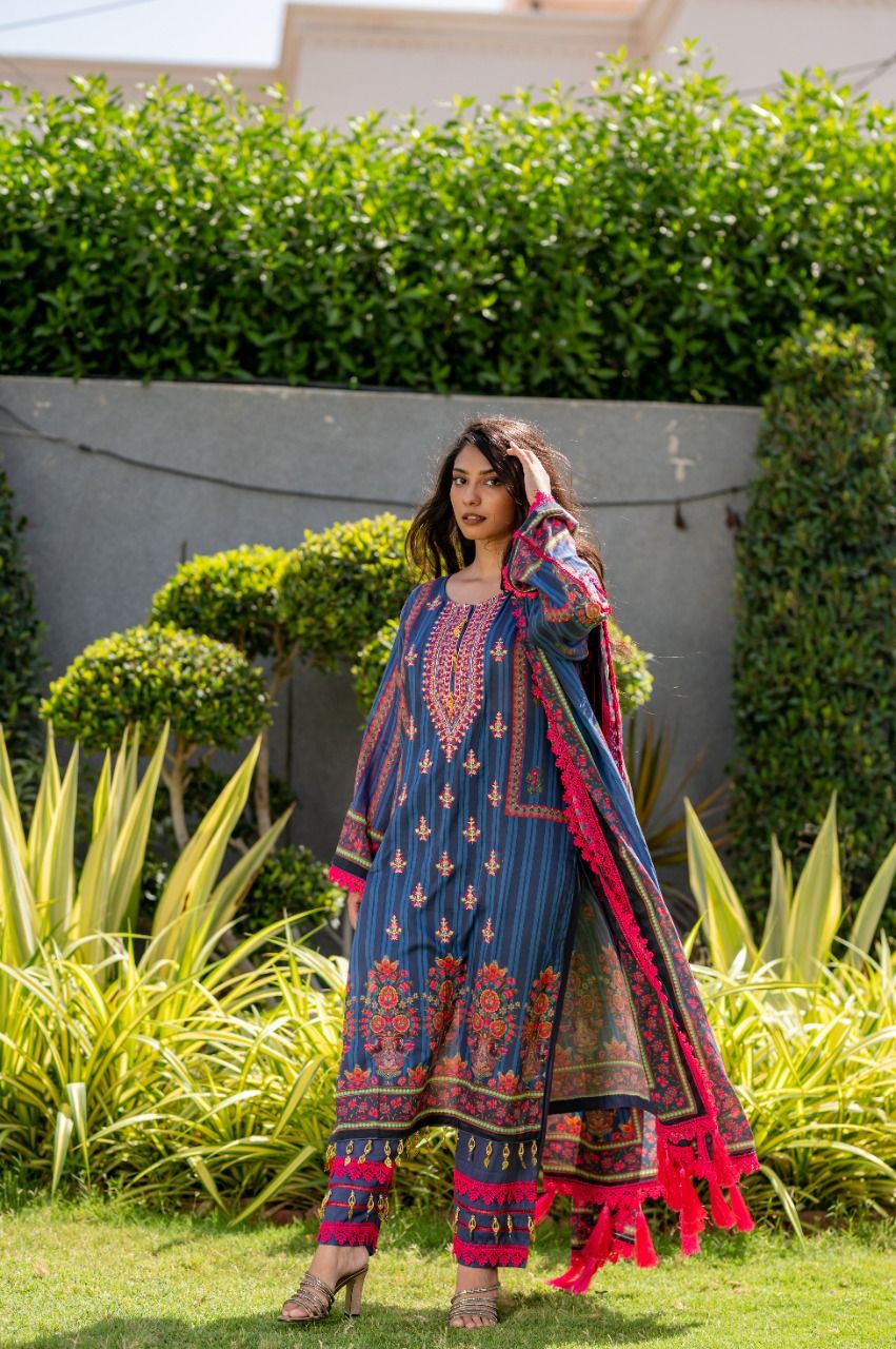 Lawn Embroidered 3Pcs Stitched Suit - 5
