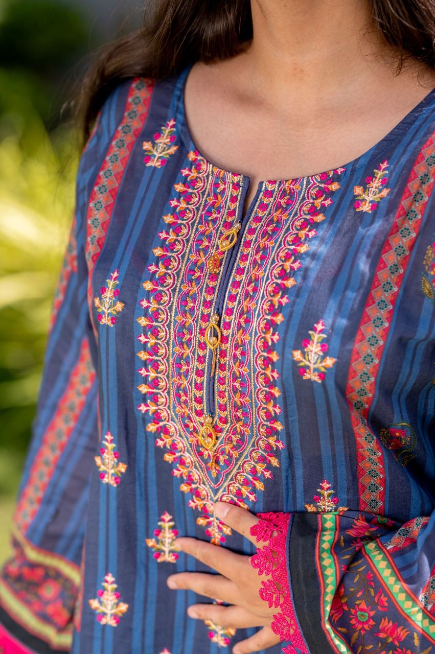 Lawn Embroidered 3Pcs Stitched Suit - 5